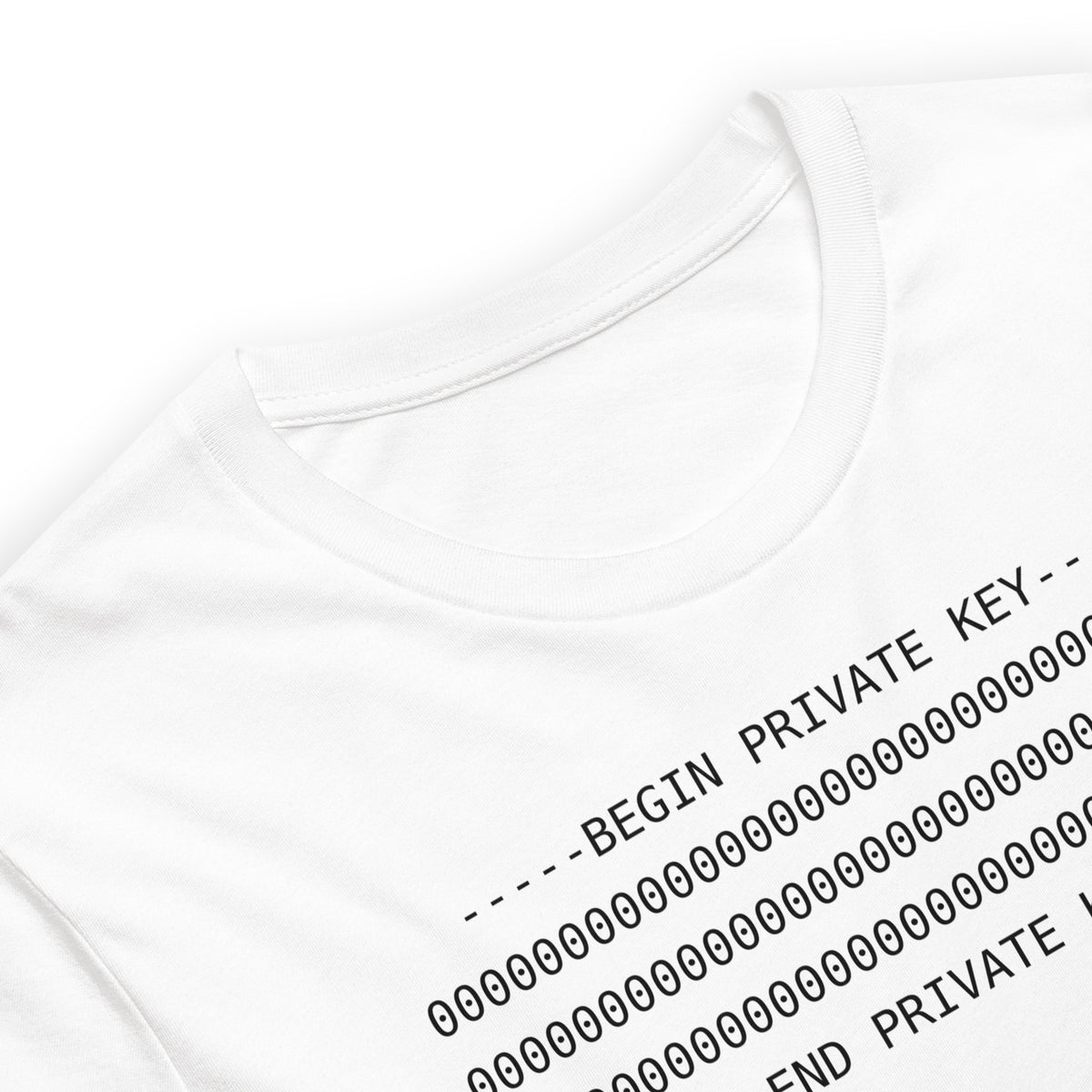 White PKEY 04 funny infosec t-shirt, view 3