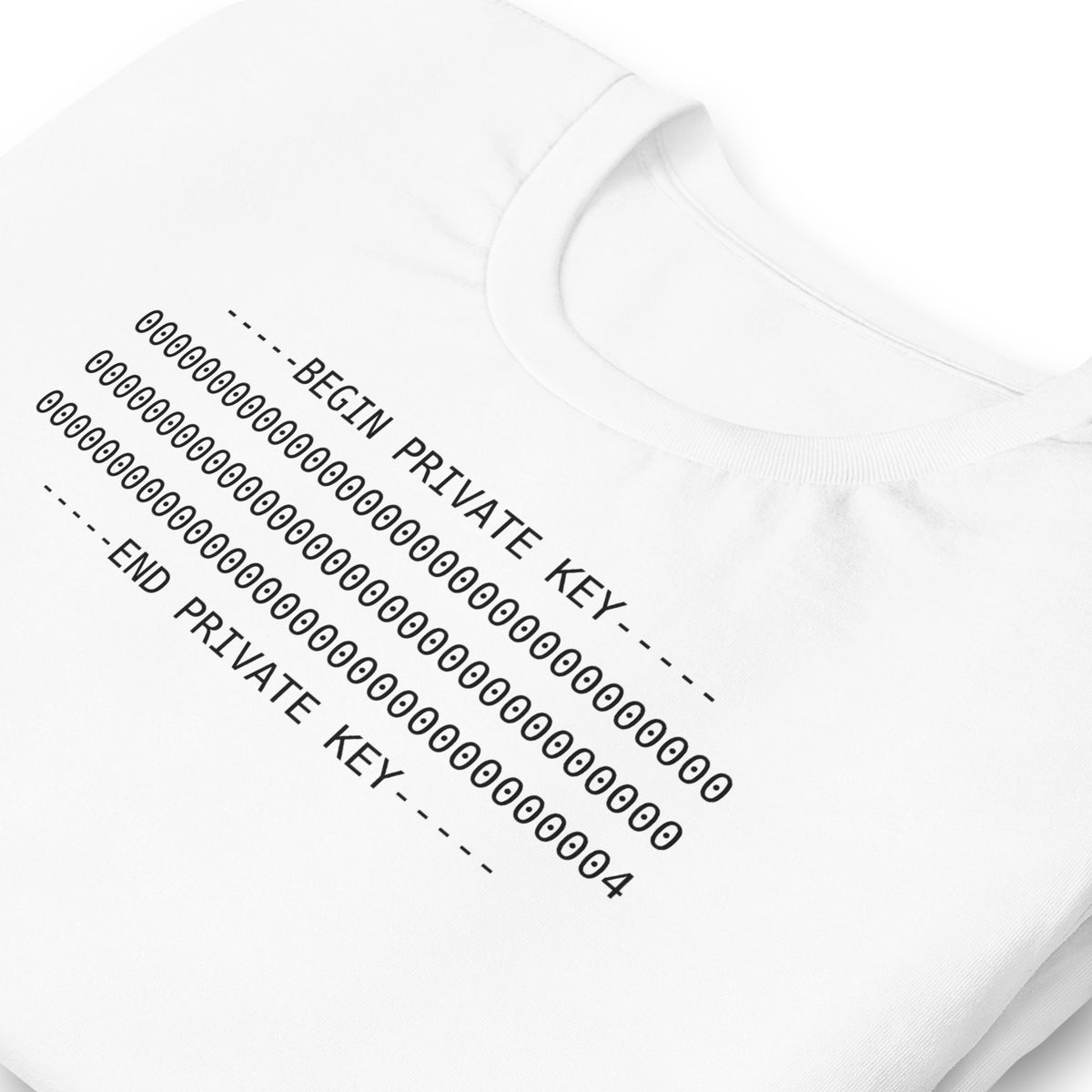 White PKEY 04 funny infosec t-shirt, front